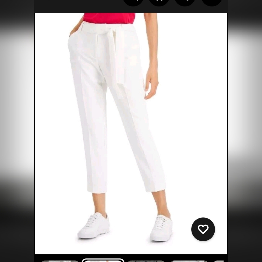 Bar III Women's White Textured Crepe Pants Size 4 | Side Tie Ankle Career Chic